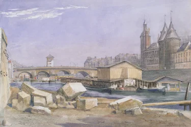 A ponte na mudança e a conciergerie, Paris, 1837
